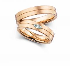 585 Apricotgold, seidenmatt mit Fuge,  Fischer Oro de albaricoque - Los anillos de boda